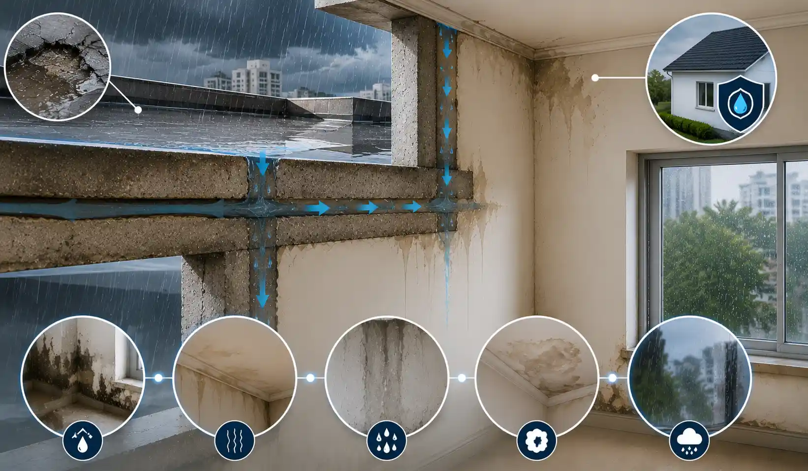 Failed Roof Waterproofing Can Cause Water to Travel Down Your Walls