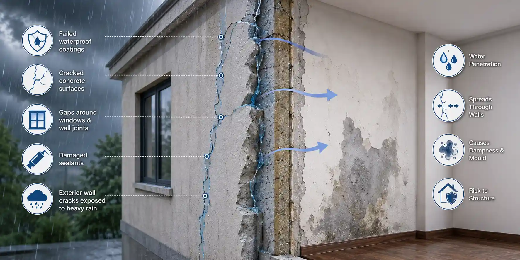 How Does Water Enter Through Wall Cracks?